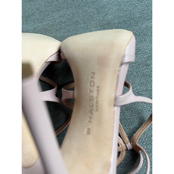 Halston Heritage Monica Leather Strappy Sandal Stilettos Lotus Pale Pink 8 New - Picture 16 of 16